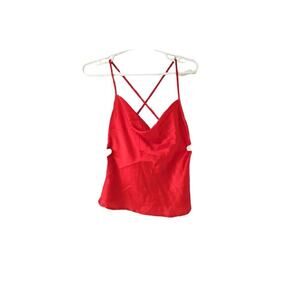 Dizzy Lizzy Red Silk Tank top backless S